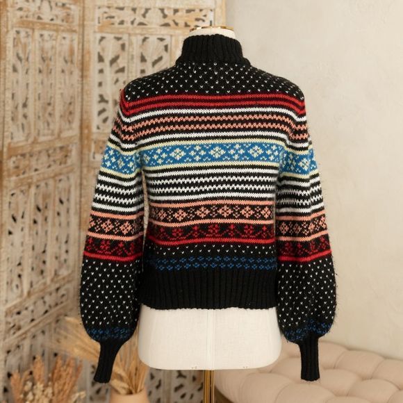 Women’s American‎ Eagle Mock Neck Snowflake Sweater size XS - Picture 4 of 11